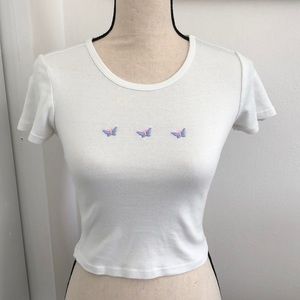 Brandy Melville Top White w/ Butterflies